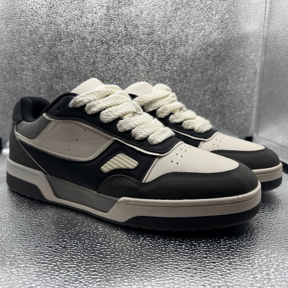 Size 11 Zara Skate Trainers Black Cream Mens Chunky Low Top Rope Lace Shoes